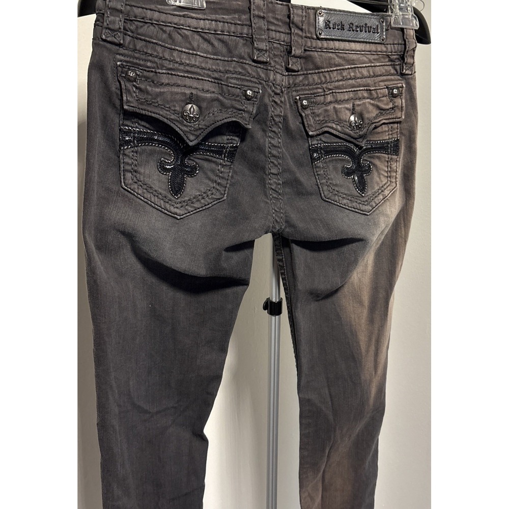 Rock Revival Celine Skinny faded charole Size 29 Stretch Silver Bling Selvage - Picture 3 of 11